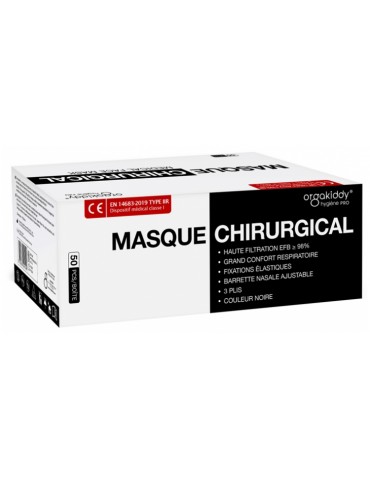 Masque Noir Chirurgical Type IIR 50 Masques