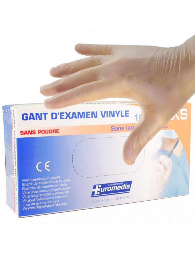 GANT D'EXAMEN VINYLE ELASTIQUE SOFT 240MM STERILE NON POUDRE PAR PAIRE -  polysem medical